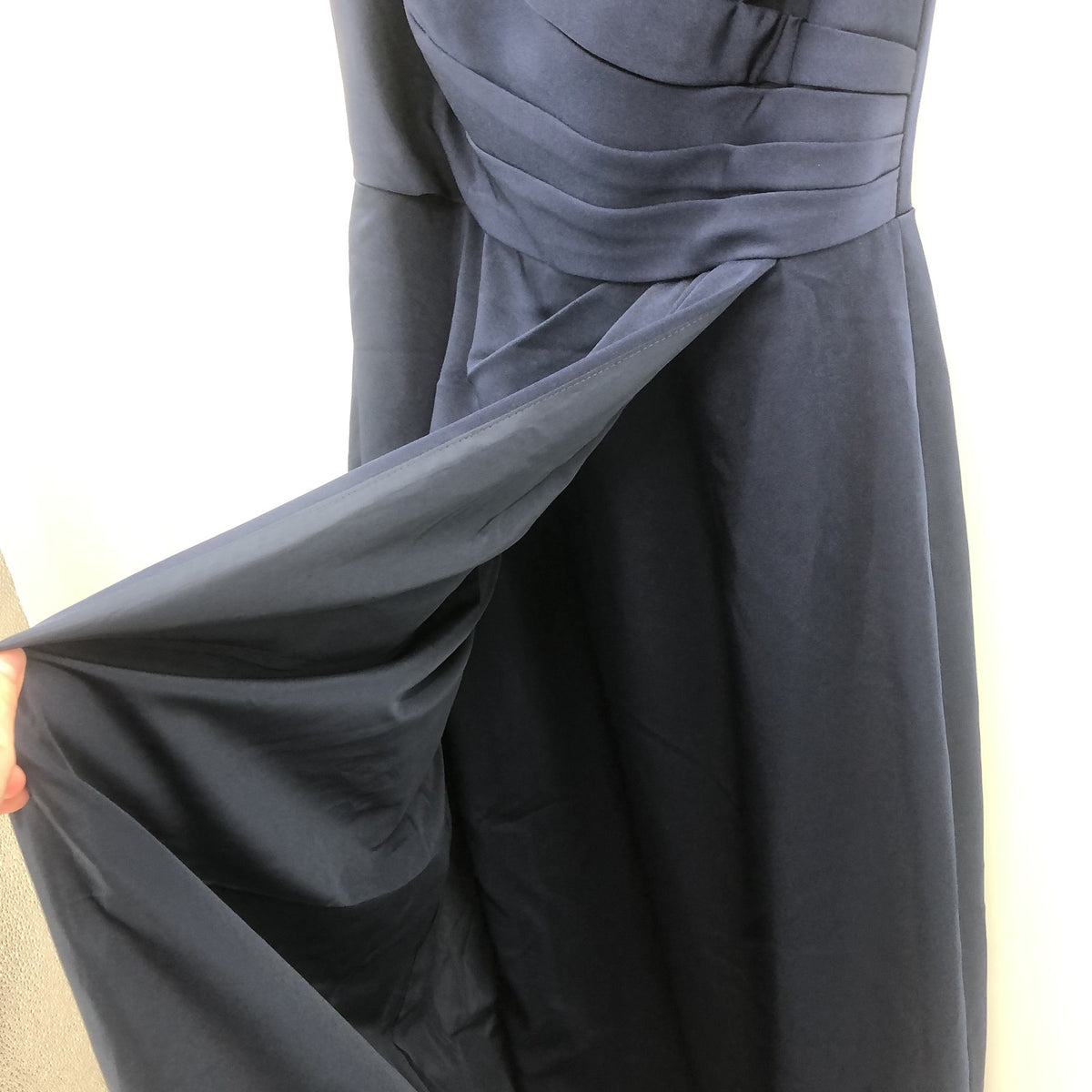 La Femme 25206 Wrap V-Neck Side Slit Maxi Dress Sleeveless Navy Blue Size 4