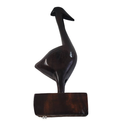 Wood carved bird pelican walnut?  Duck goose swan 5" tall hand carved