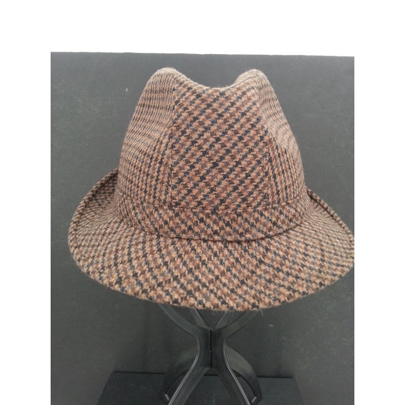 A. Adams & Spire Wool Fedora Hat Italian TG.M Country Gentleman Plaid