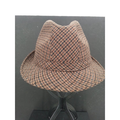 A. Adams & Spire Wool Fedora Hat Italian TG.M Country Gentleman Plaid