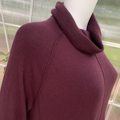 Caslon SMALL Turtleneck Sweater Tunic Top Burgundy Side Slits Soft Stretch NWT