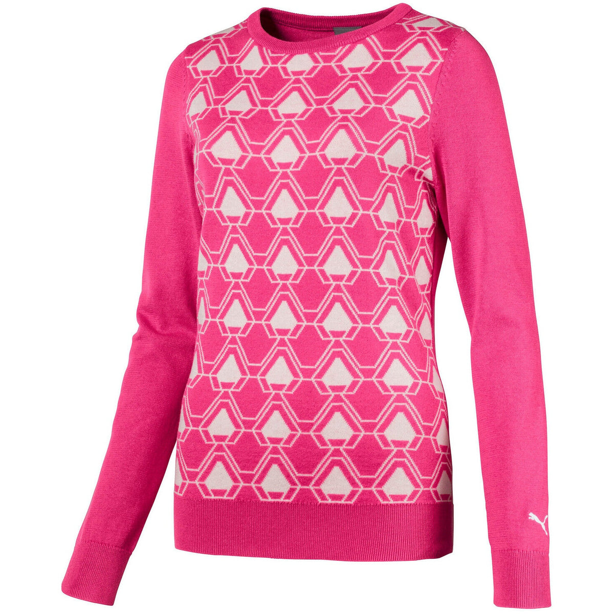 Puma NEW Evoknit Dassler Carmine Rose Pink Golf Sweater Size Small
