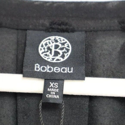 Bobeau V-Neck Long Sleeve Flocked Hi-Low Top Sz XS/Extra Small Black Hearts NWT