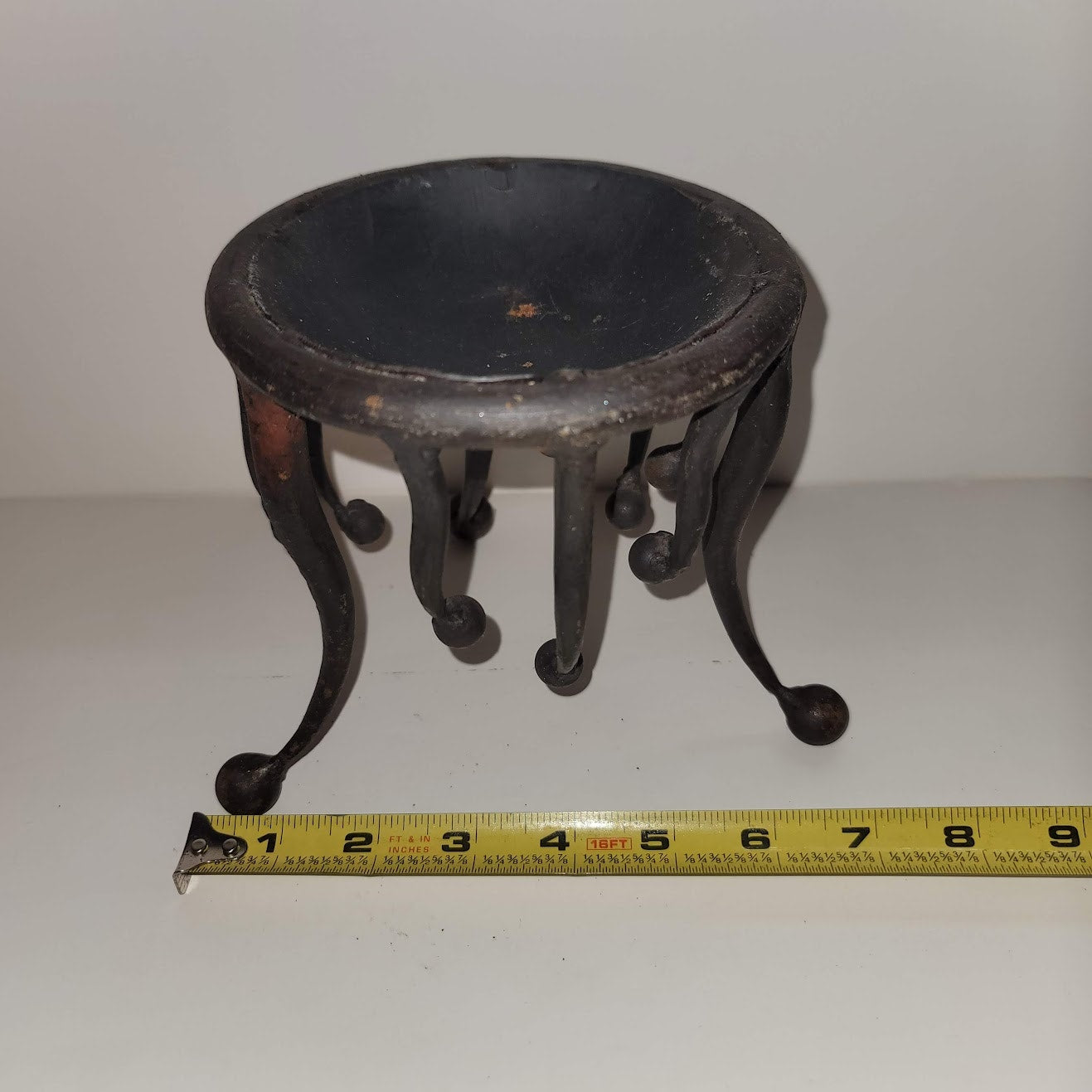 Brutalist Cast iron forged candle holder smudge pot incense burner MCM Art