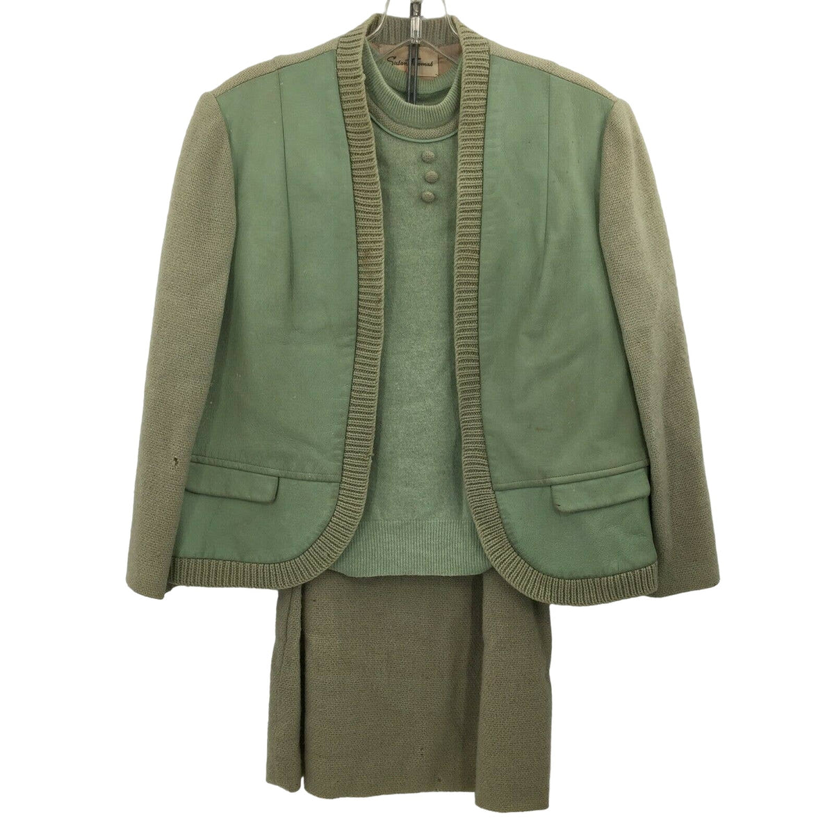 Vintage Susan Thomas 3 Piece Wool Jacket Shirt Skirt Suit Set Size 10