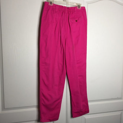 VINTAGE Pleated Cuffed High Waist MOM Ankle Pants Pink 100% Cotton Size 12