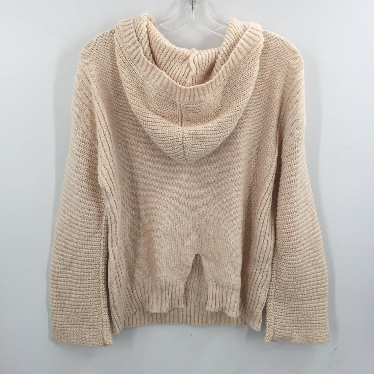 Abound Cozy Ribbed Knit Long Sleeve Hoodie Sweater Heather Beige Size Medium NWT