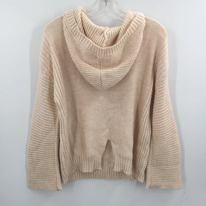 Abound Cozy Ribbed Knit Long Sleeve Hoodie Sweater Heather Beige Size Medium NWT