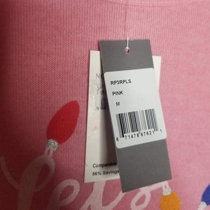 PJ Salvage Long Sleeve Boat Neck T-Shirt Flamingle Graphic-Print Pink Medium
