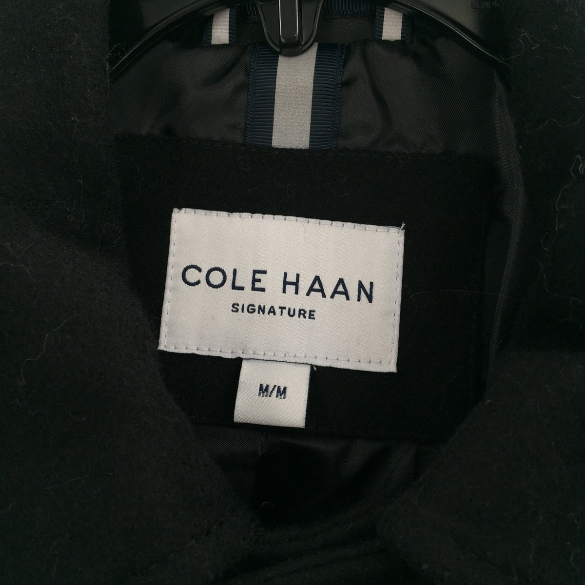 Cole Haan Winter Wool Blend Coat Long Sleeve Slit Back PeaCoat Black Size Medium