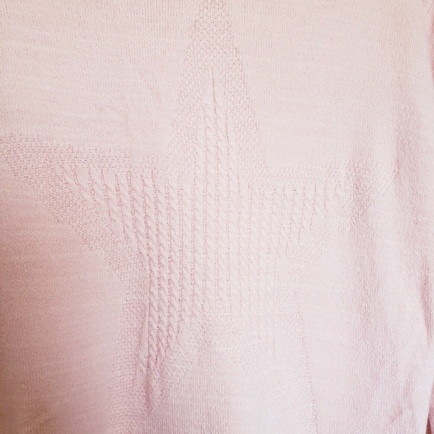 Wit & Wisdom Cable Knit Star Sweater Size Medium in Whisper Pink NWT