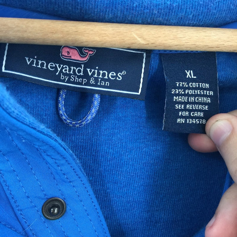 Vineyard Vines Shep & Ian XL Blue long Sleeve Pullover Cotton 1/4 Zip