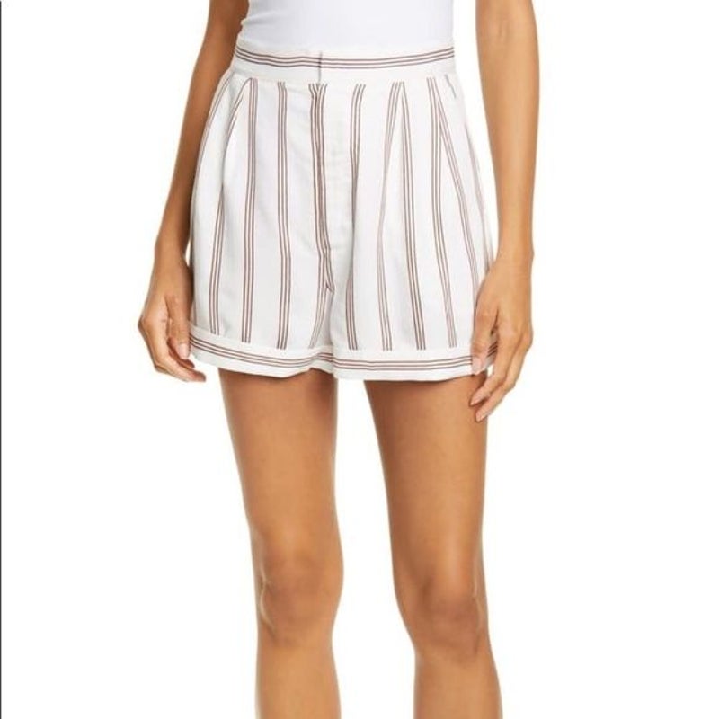 Joie NWT Carvel Striped Shorts High Rise Porcelain White Size 4