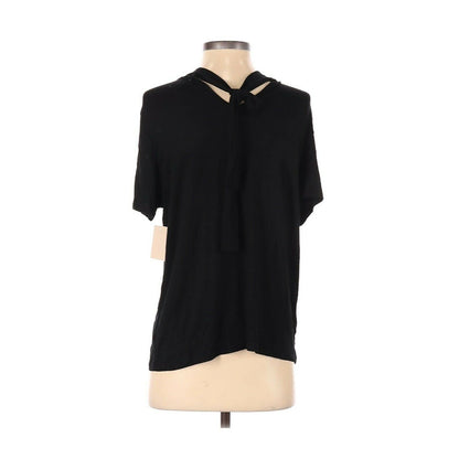 14th & Union Short Sleeve Tee Top Blouse Crew Neck Work-Wear Solid Black Size XS