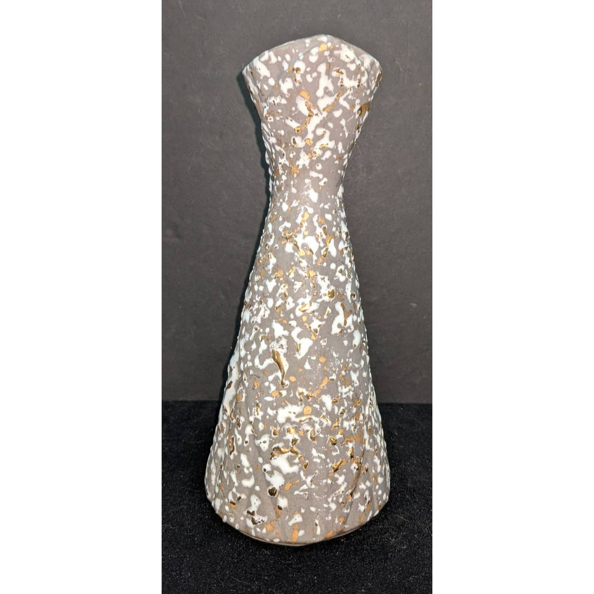 Vintage Savoy China Mid Century 24K Gold Splatterware Pitcher Vase Gray White