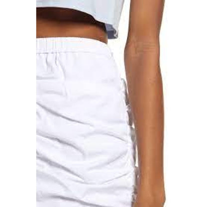 Open Edit Ruched Ruffle Hem Mini Skirt Elastic Waist White Size X-Small