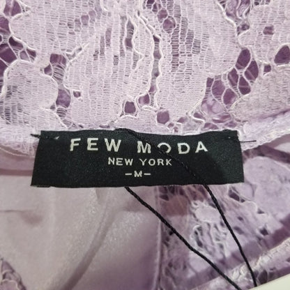Few Moda Lace Flounce Fit Flare Dress LINED V-Neck Lavender Purple MED NEW Lilac