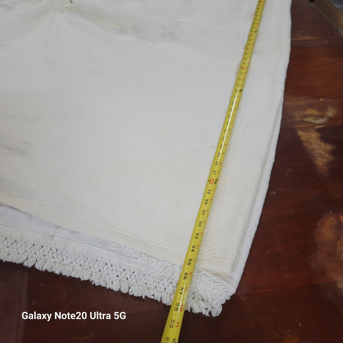 White coverlet blanket  Woven squares fringe white king or queen vintage texture