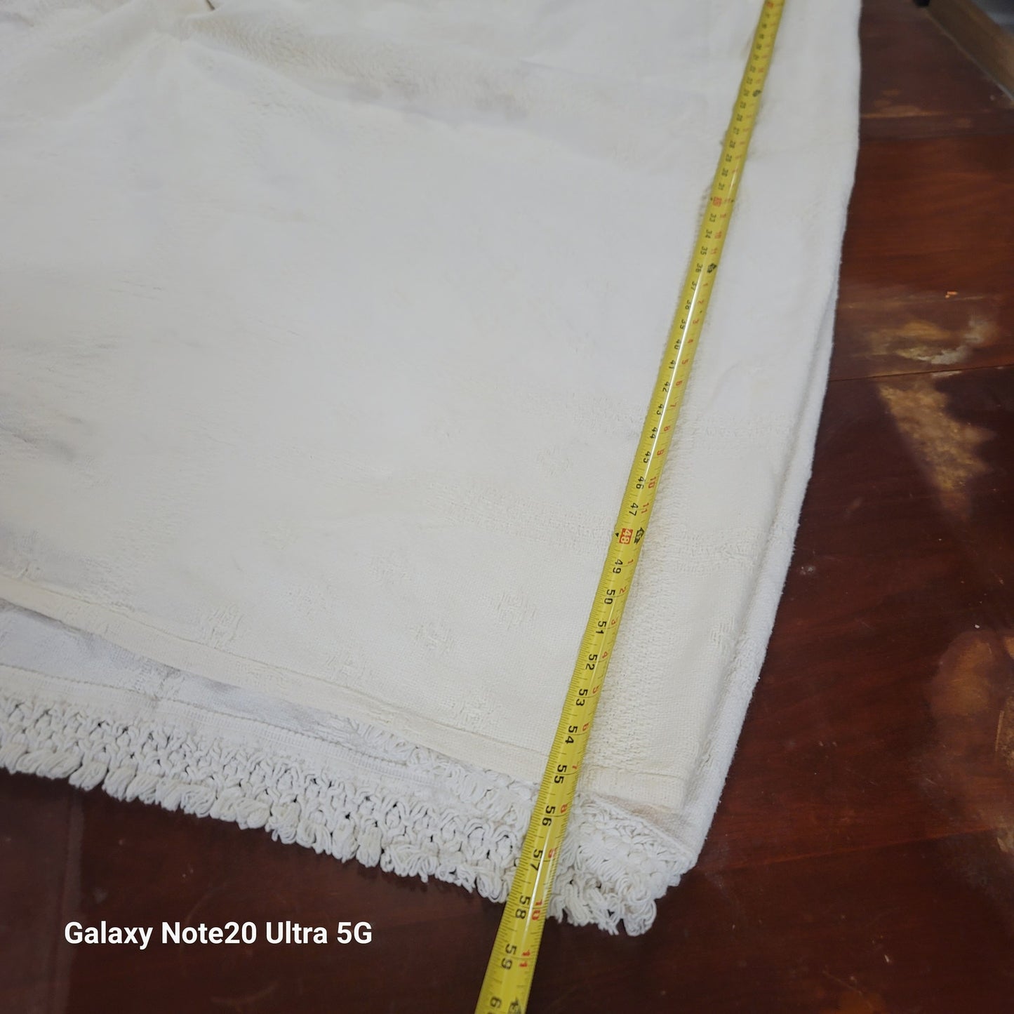 White coverlet blanket  Woven squares fringe white king or queen vintage texture