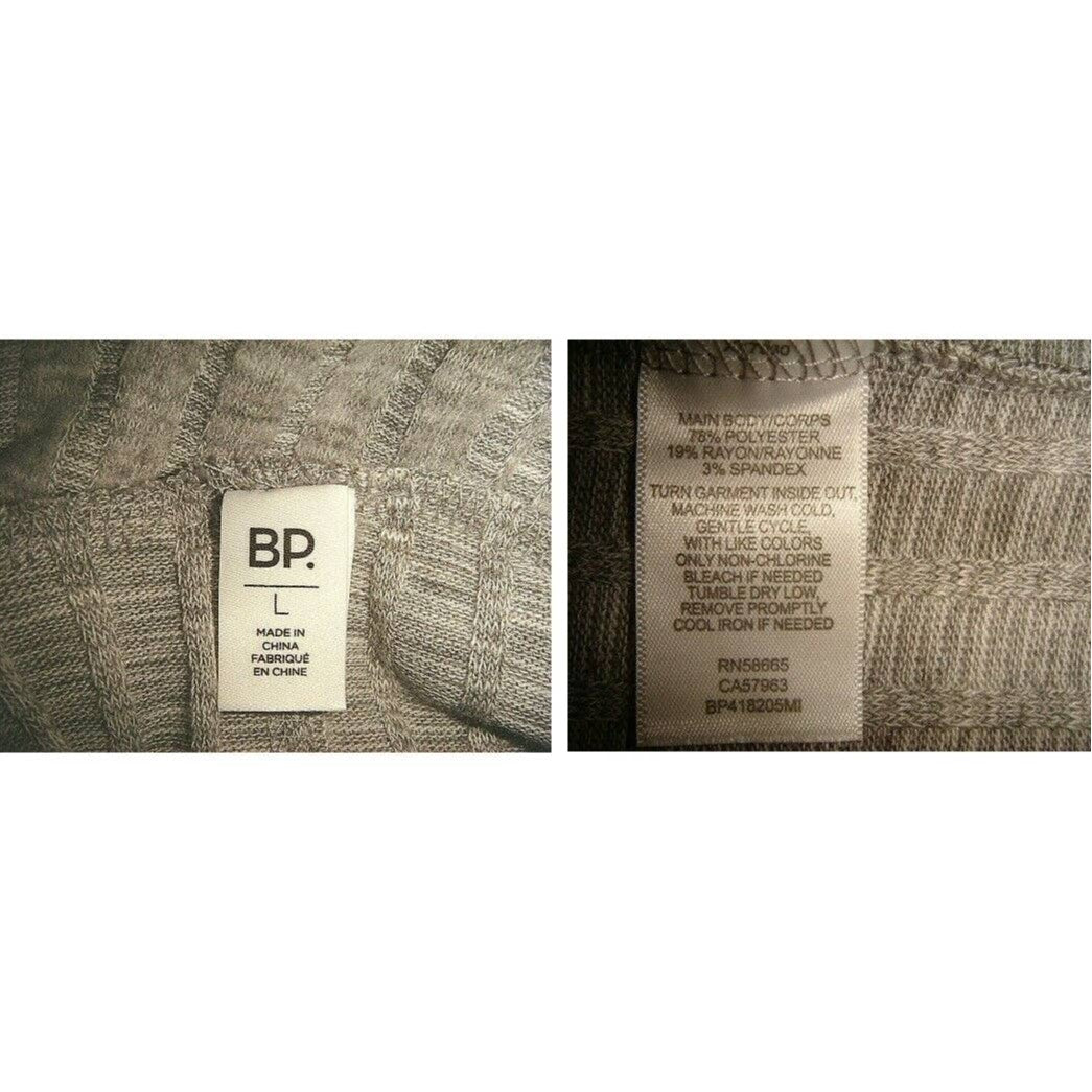 BP Womens Rib Knit Cowl Neck Long Sleeve Soft Stretchy Sweater Sz Large Gray NWT