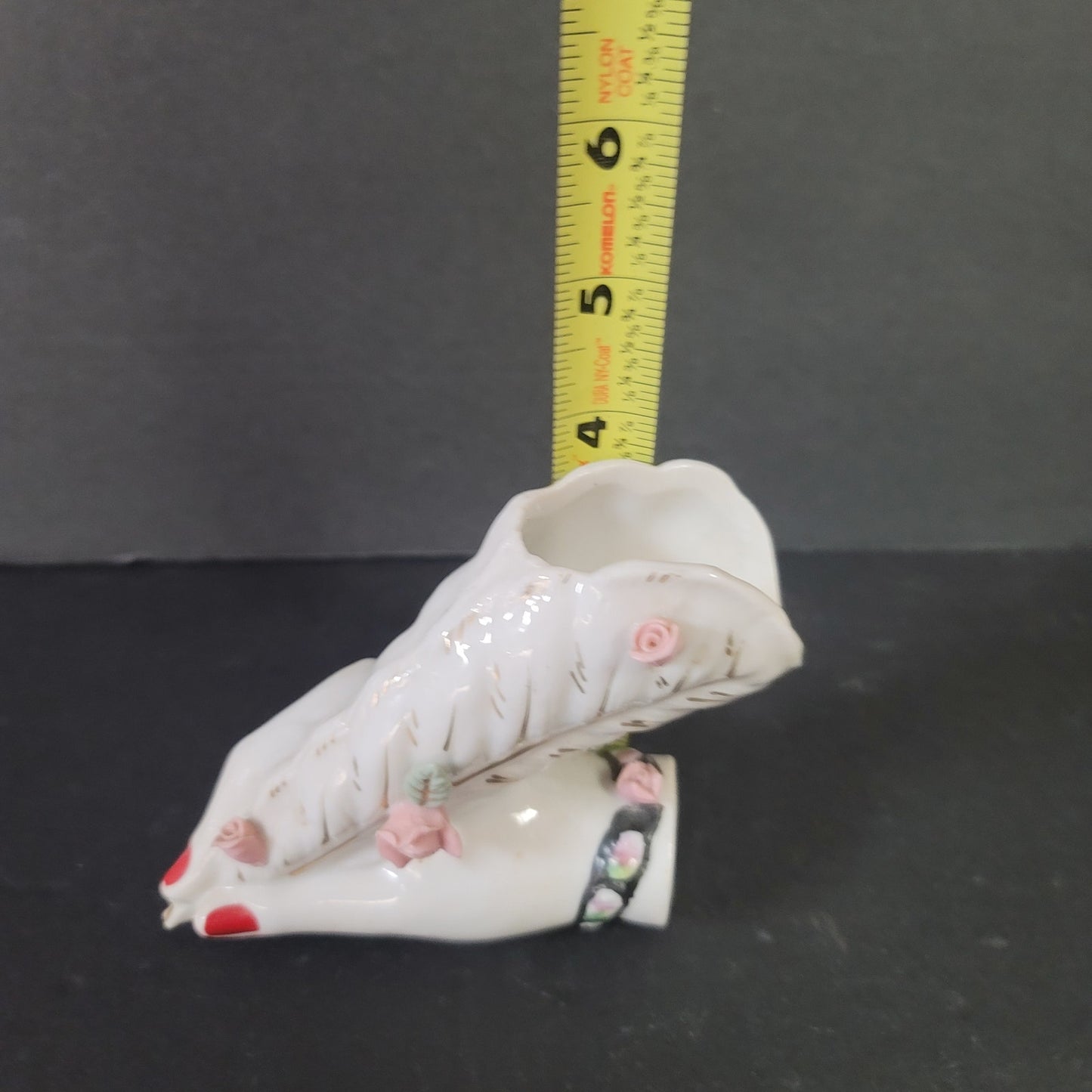 Porcelain hand bud vase vanity Vintage 1950’s Feather Pen Holder White Florals