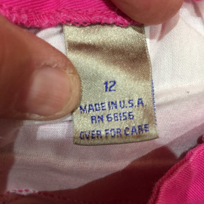 VINTAGE Pleated Cuffed High Waist MOM Ankle Pants Pink 100% Cotton Size 12