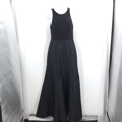 Alfred Sung Fit & Flare Maxi Dress Sleeveless Crew Neck Zip Back Black SZ 4 NWT