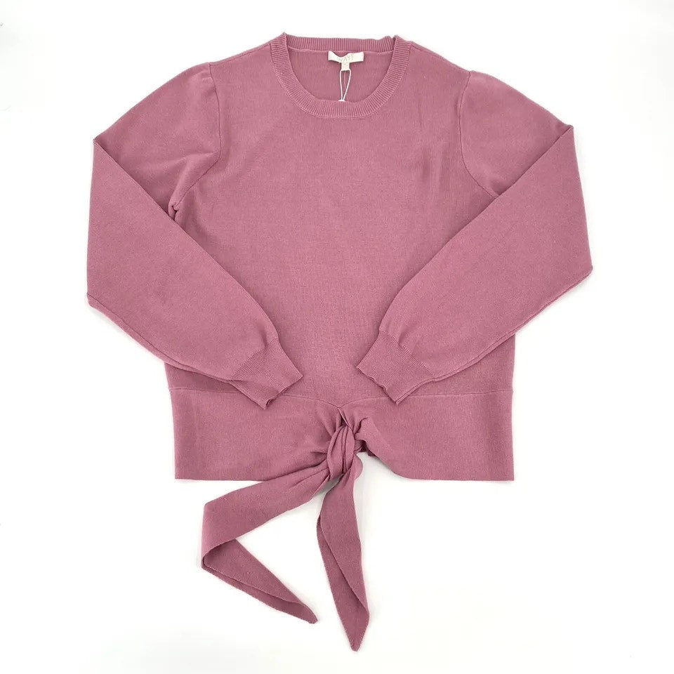 WAYF Milo Knot Waist Crew Neck Sweater Top Size XS/Extra Small in Mauve NWT