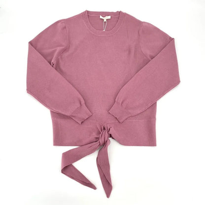 WAYF Milo Knot Waist Crew Neck Sweater Top Size XS/Extra Small in Mauve NWT