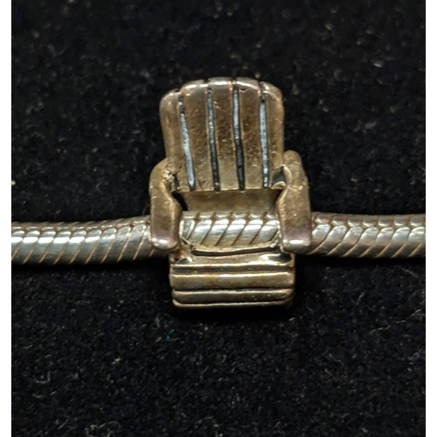 Unsigned Silver Tone Lawn Beach Chair Pandora Moments Bracelet Style Bead Charm