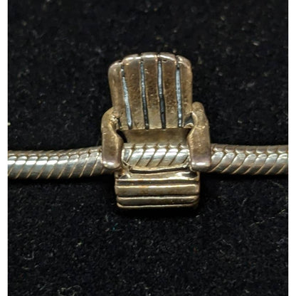 Unsigned Silver Tone Lawn Beach Chair Pandora Moments Bracelet Style Bead Charm