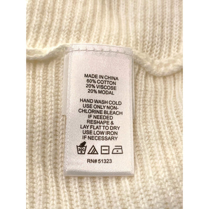 1.STATE V-Neck Balloon Sleeve Ribbed Sweater Top Size XXL/2X Antique White NWT