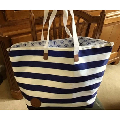 Royal Carribean NEW Tote & small pouch BAG travel blue white stripe handle BEACH
