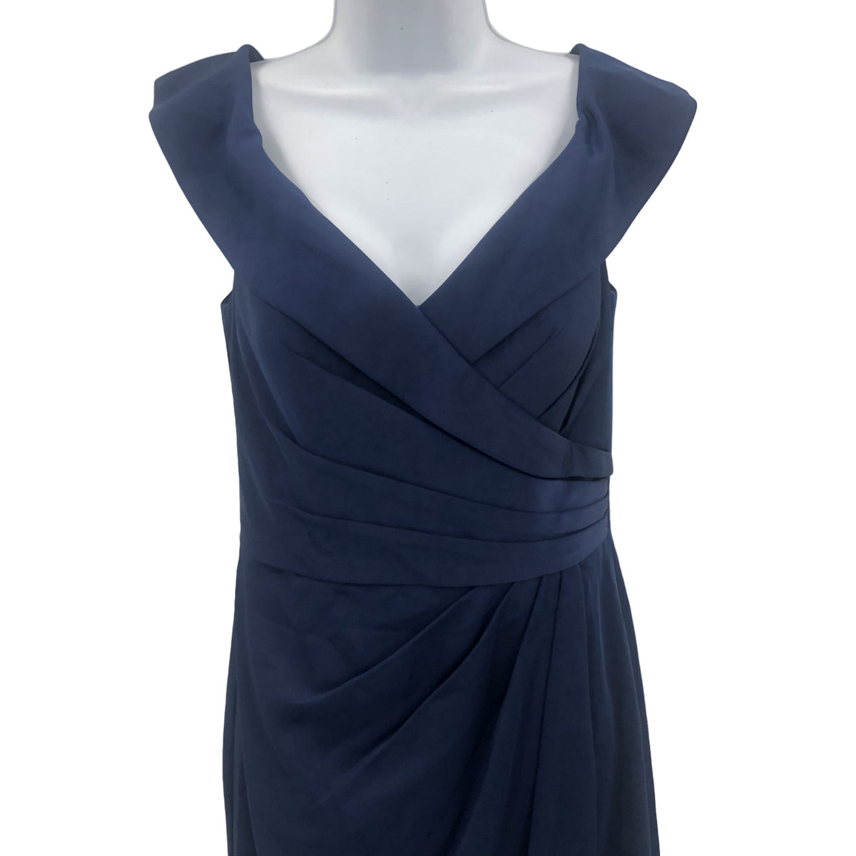 La Femme 25206 Wrap V-Neck Side Slit Maxi Dress Sleeveless Navy Blue Size 4