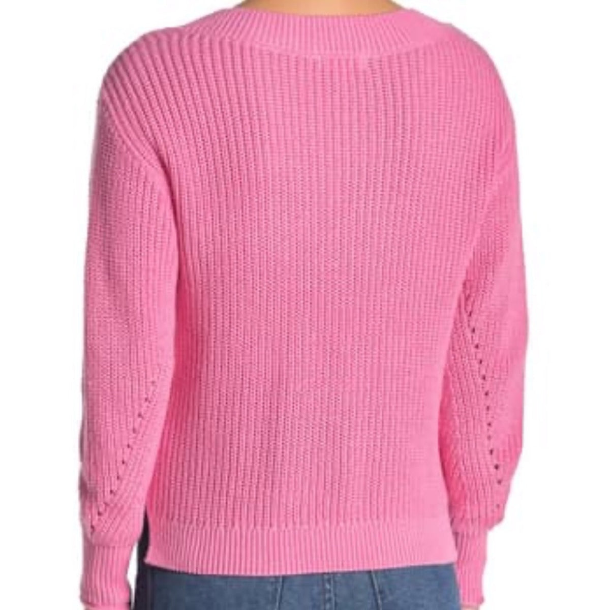 Abound Pink Cable Knit V-Neck Sweater Size Small NEW Winter Cozy Layering