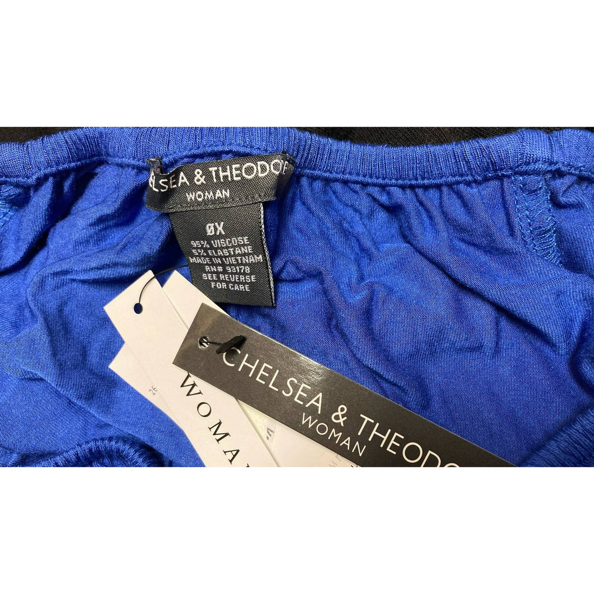 Chelsea & Theodore Top large Marine Blue NEW Peasant Boho Raglan Short Sleeve
