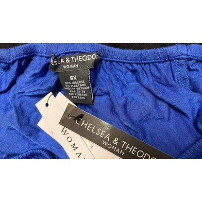 Chelsea & Theodore Top large Marine Blue NEW Peasant Boho Raglan Short Sleeve