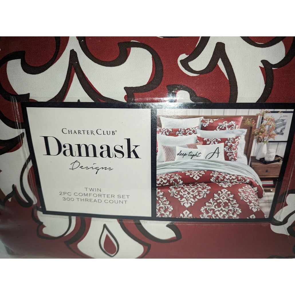 Charter Club Damask Designs Outline Damask Comforter Set 2pc 300 Thread ct Twin