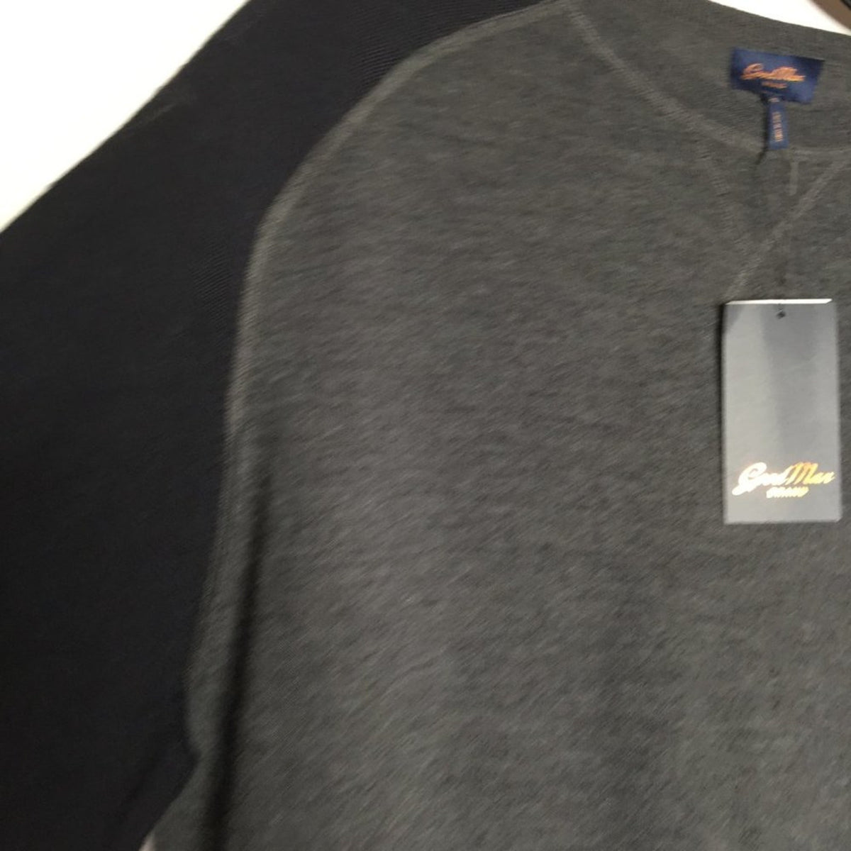 Good Man Brand Pullover Sweater Long Sleeves Crew Neck Colorblock Gray Black XL