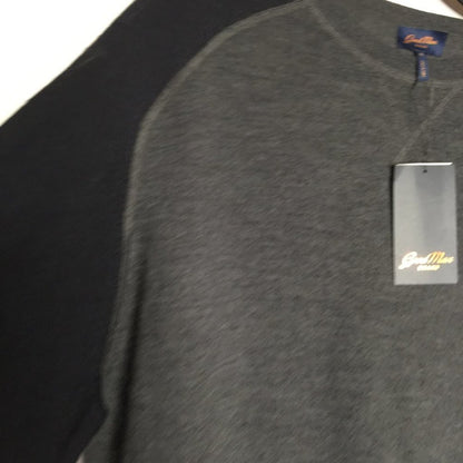 Good Man Brand Pullover Sweater Long Sleeves Crew Neck Colorblock Gray Black XL