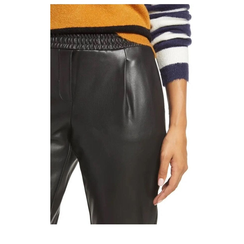 Halogen Atlantic Pacific Faux Leather Pull On Pants Sz Large in Black NWT