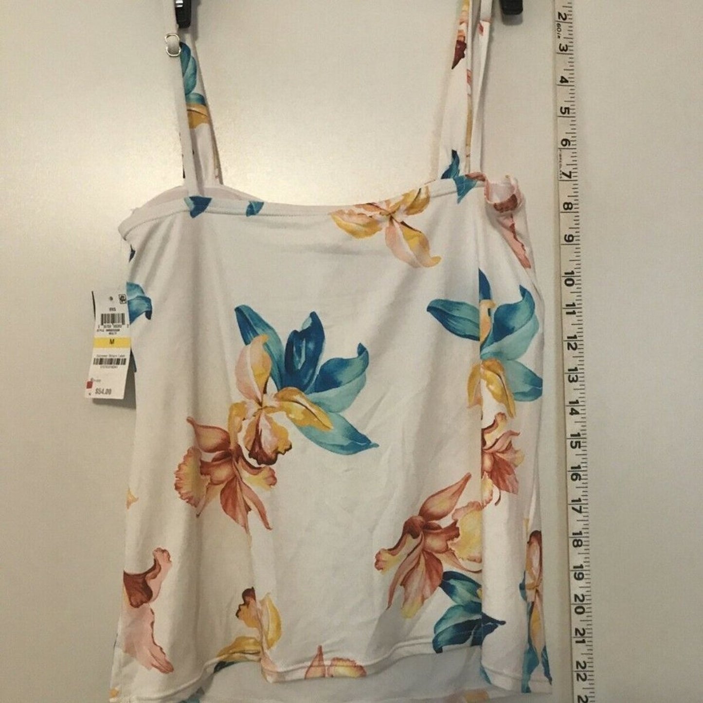 Bar iii NEW Iris Floral White Padded Front Lace Up Size Medium