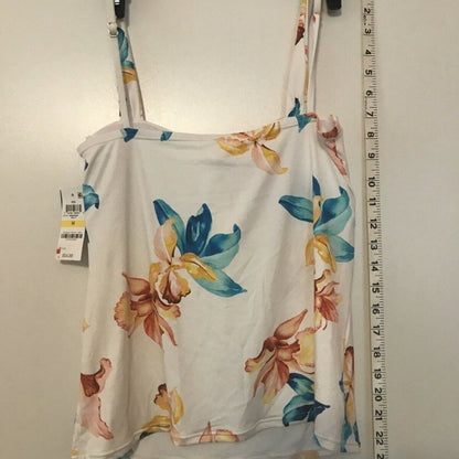 Bar iii NEW Iris Floral White Padded Front Lace Up Size Medium