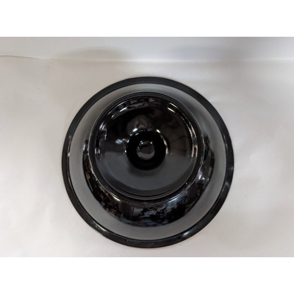 Vintage Black 3.5" x 7" Amethyst Obsidian Round footed pedestal bowl candy dish