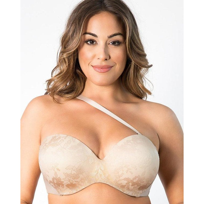 Curvy Couture NWT Strapless Sensation Multi-Way Push-Up Bra Nude 40DD