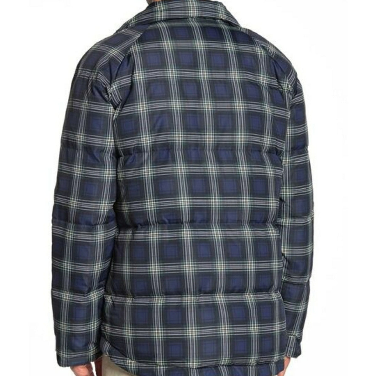 Slate & Stone Daniel Full Zip Puffer Blue Striped Plaid Jacket Size Large