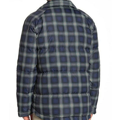 Slate & Stone Daniel Full Zip Puffer Blue Striped Plaid Jacket Size Large