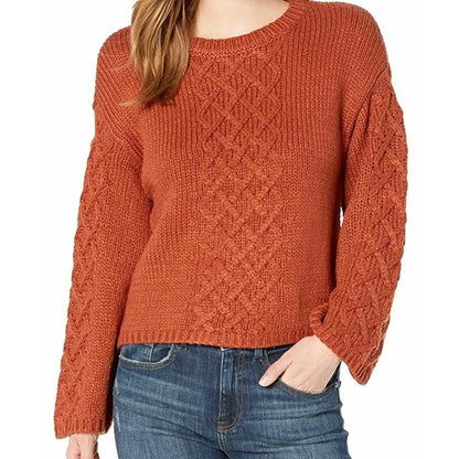 BB Dakota Retro Active Cable Knit Pullover Sweater Top Size Small in Rust NWT