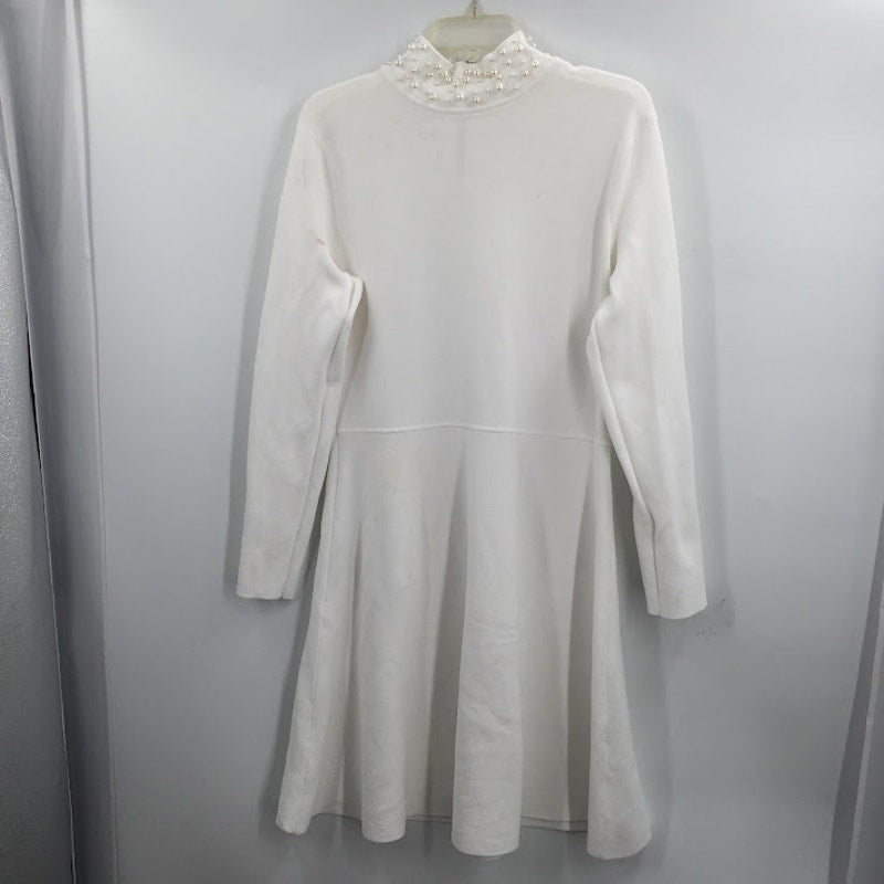 Eliza J. Pearl Trim Mock Neck Dress Ivory fit flare XXL long sleeve cocktail NEW
