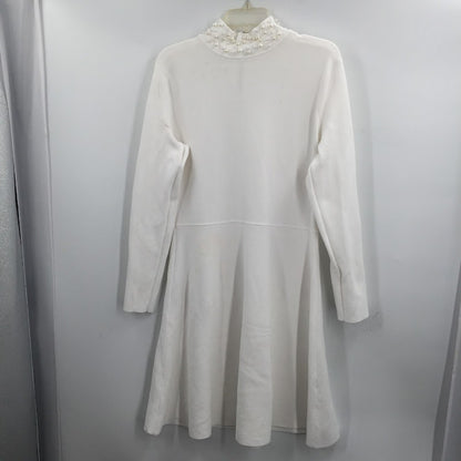 Eliza J. Pearl Trim Mock Neck Dress Ivory fit flare XXL long sleeve cocktail NEW